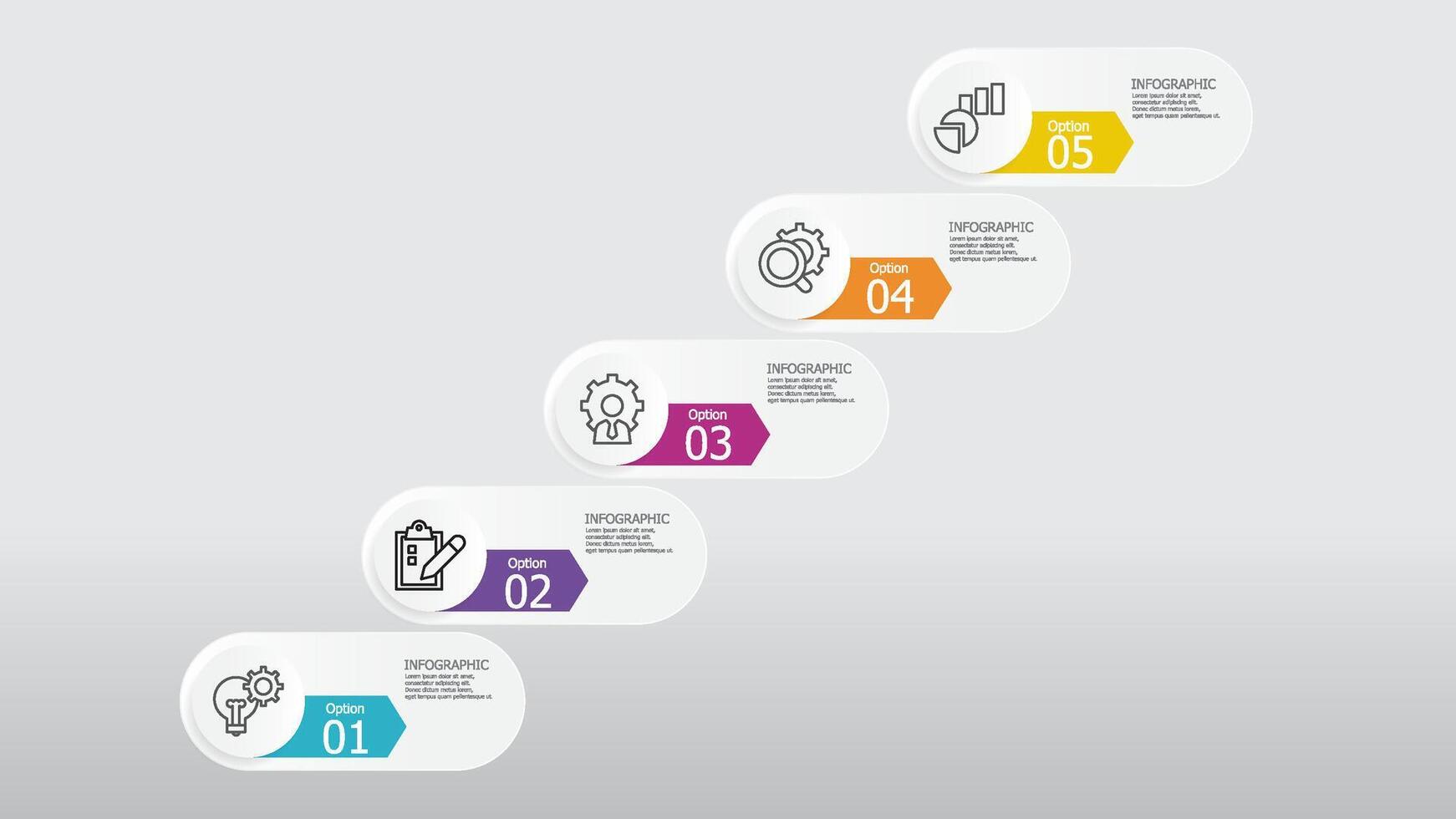 growth ellipse steps timeline infographic element report background with business line icon 5 steps vector