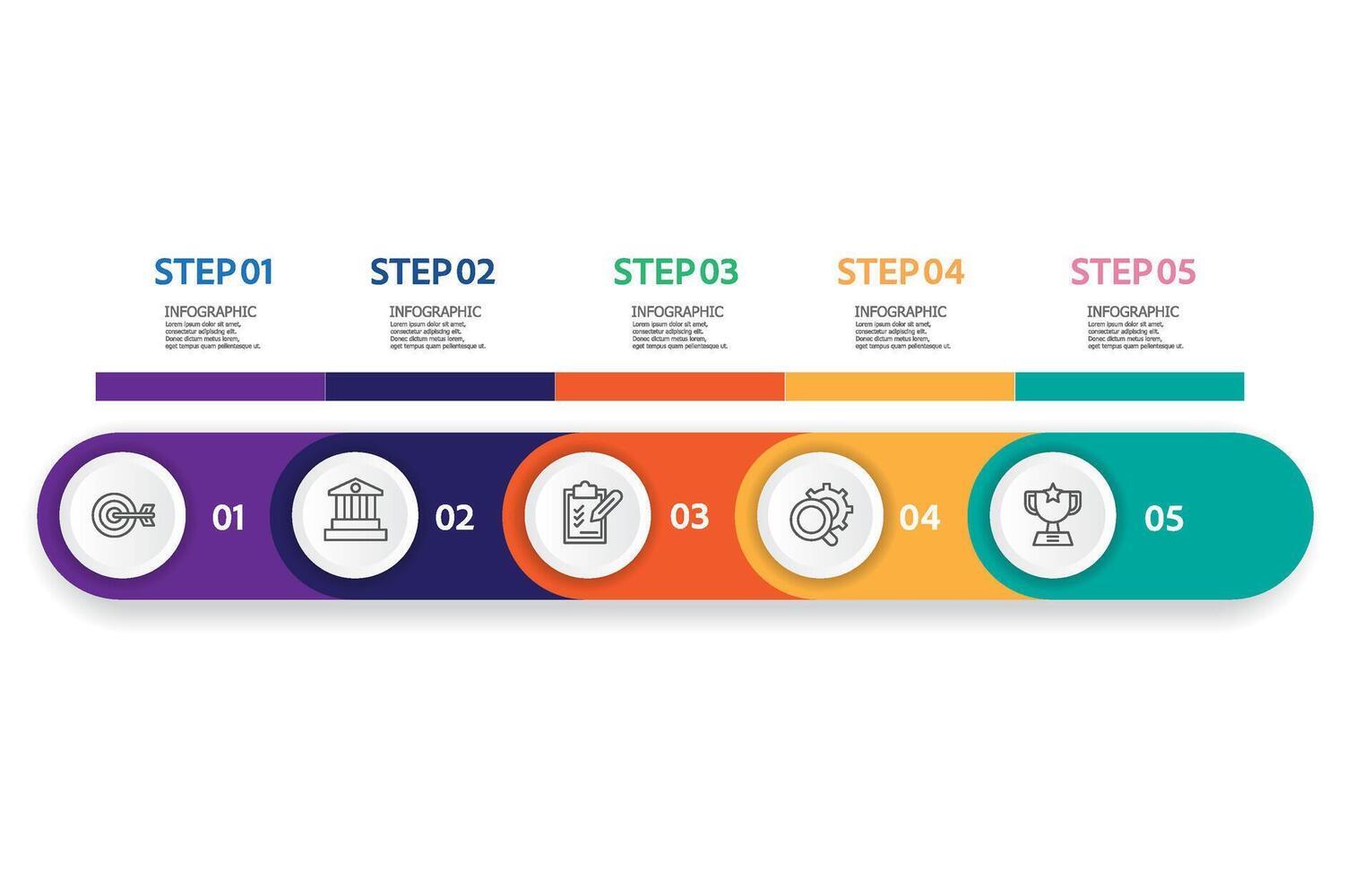 abstract timeline infographic element business data visualization steps report layout template background with business line icon 5 steps vector