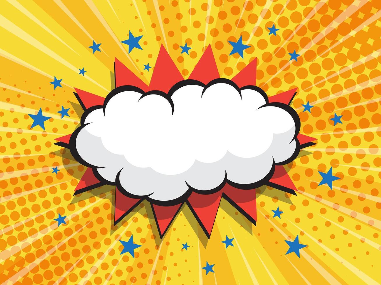 abstract comic book, pop art cartoon cover with blank speech bubble halftone dotted background vector