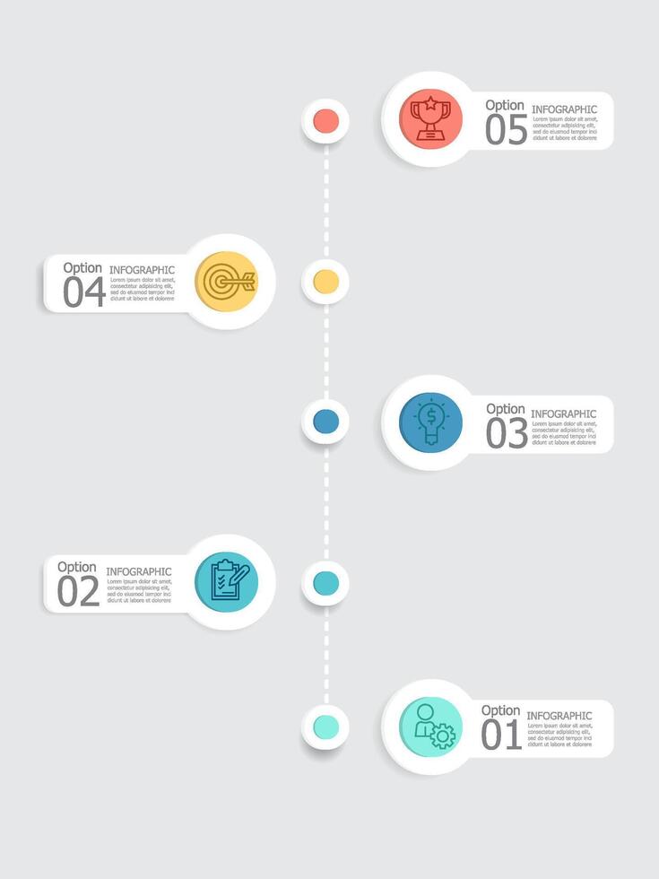 resumen vertical pasos cronograma infografía elemento reporte antecedentes con negocio línea icono 5 5 pasos vector