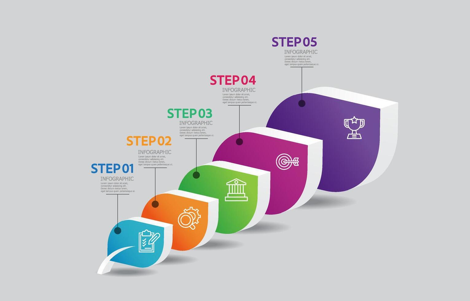 negocio datos visualización pasos cronograma infografía elemento reporte diseño modelo antecedentes con negocio línea icono 5 5 pasos vector