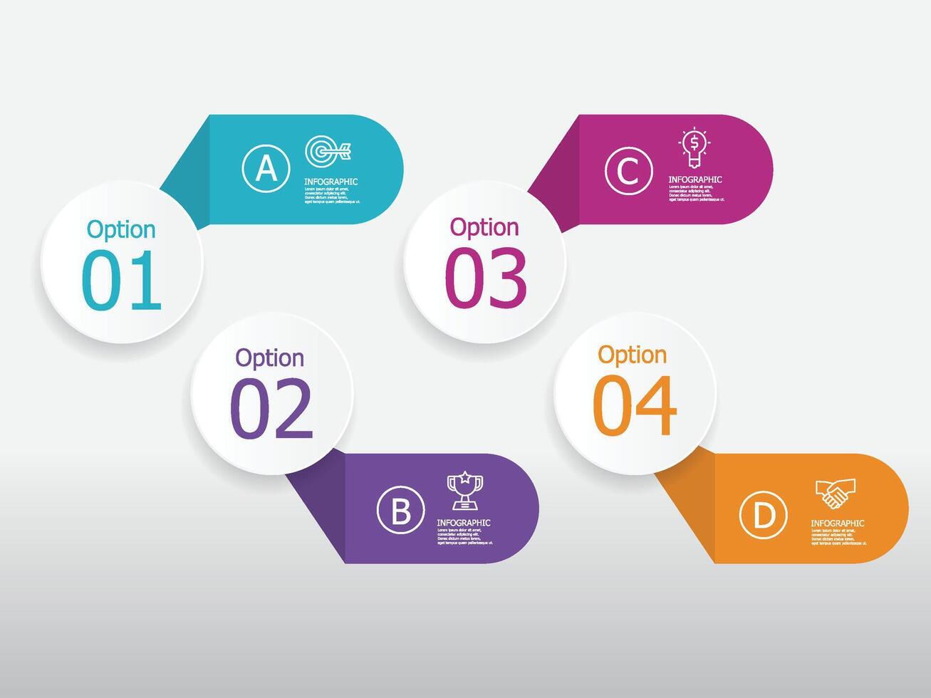 horozontal timeline infographic element report background with business line icon 4 steps for any business-related presentation or publication vector