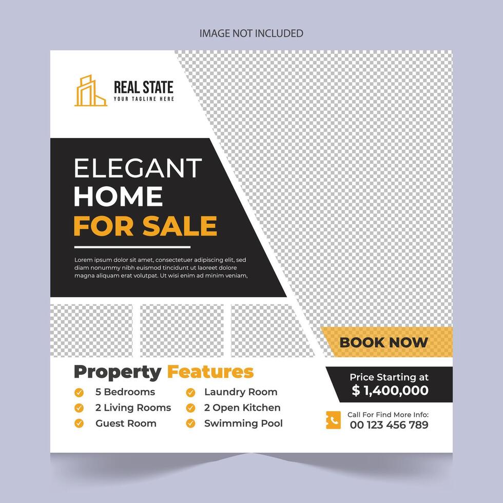 Modern Real estate social media posts design for sale, luxury real estate post template design, real state home social media post banner template, real estate social media cover banner vector