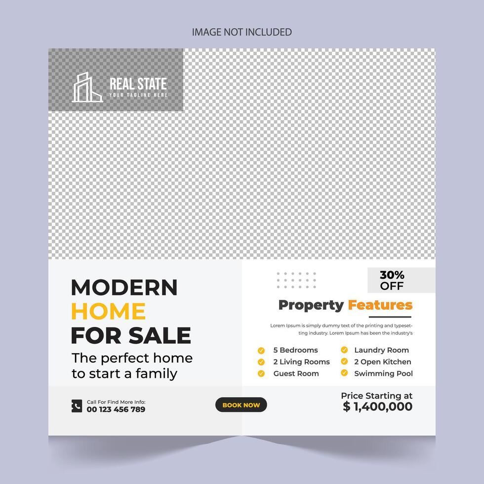 Modern Real estate social media posts design for sale, luxury real estate post template design, real state home social media post banner template, real estate social media cover banner vector