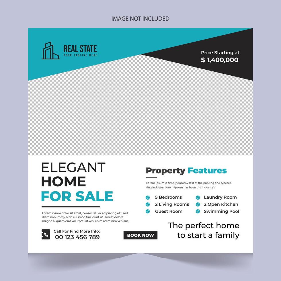 Modern Real estate social media posts design for sale, luxury real estate post template design, real state home social media post banner template, real estate social media cover banner vector