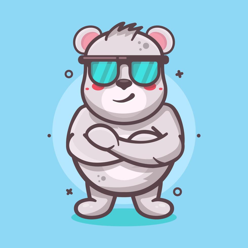 frio polar oso animal personaje mascota con cruzado brazos aislado dibujos animados en plano estilo diseño vector