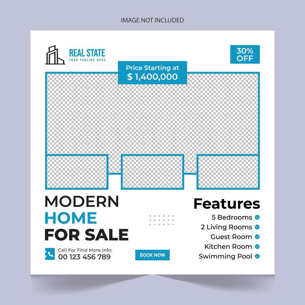 Modern Real estate social media posts design for sale, luxury real estate post template design, real state home social media post banner template, real estate social media cover banner vector