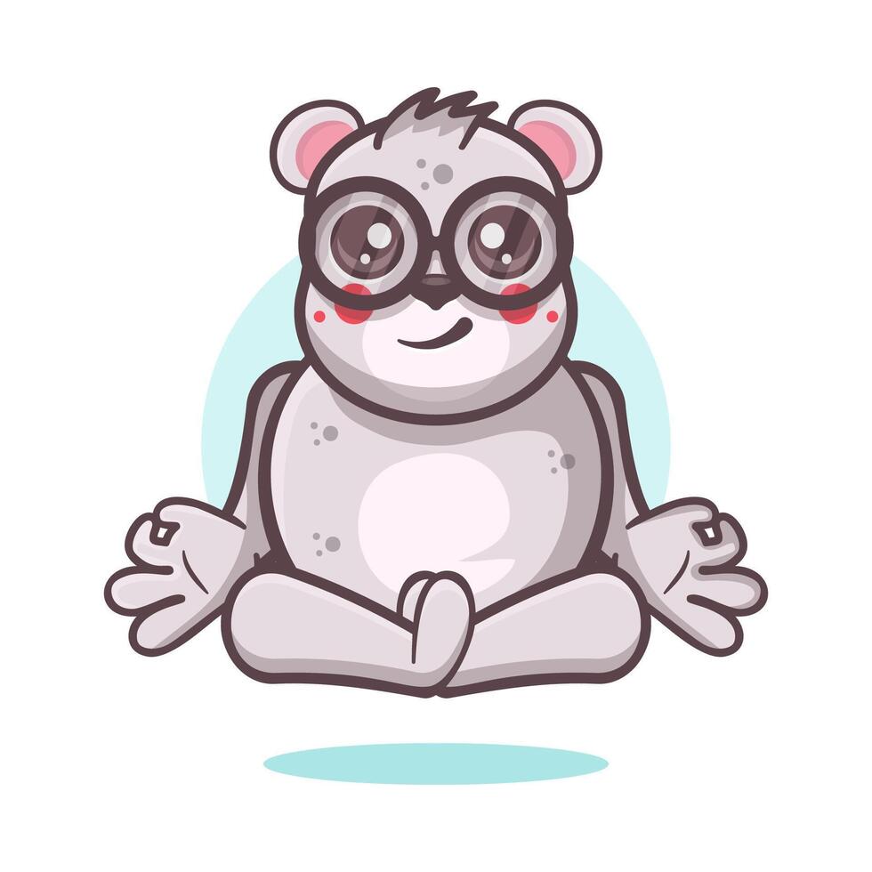 calma polar oso animal personaje mascota con yoga meditación actitud aislado dibujos animados vector
