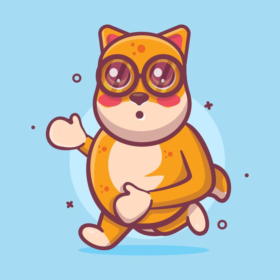 cute shiba inu dog animal character mascot running isolated cartoon in flat style design vector