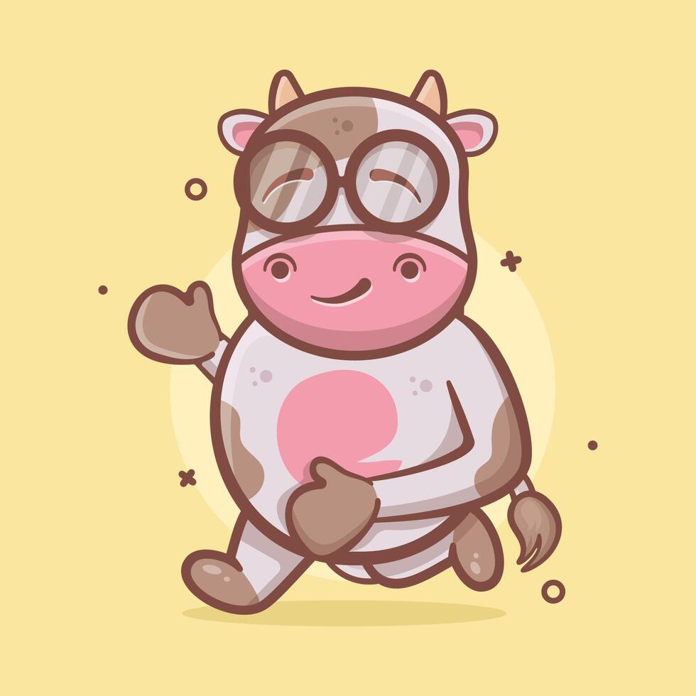 cute cow animal character mascot running isolated cartoon in flat style design vector