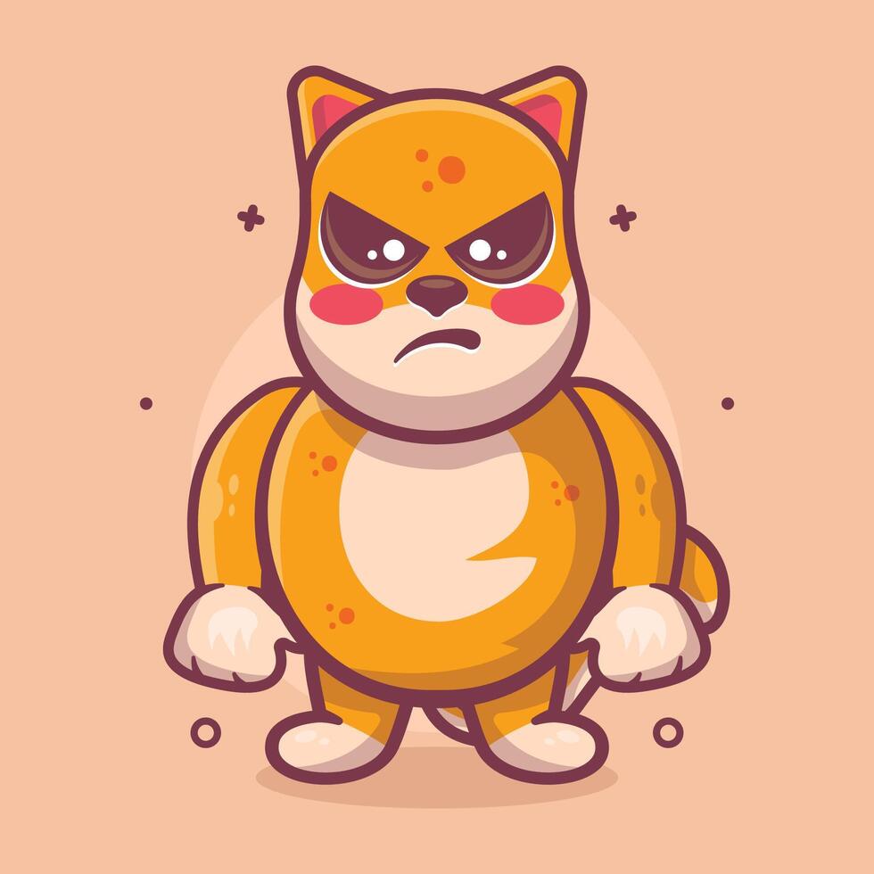 grave shiba perro animal personaje mascota con un enojado expresión aislado dibujos animados vector