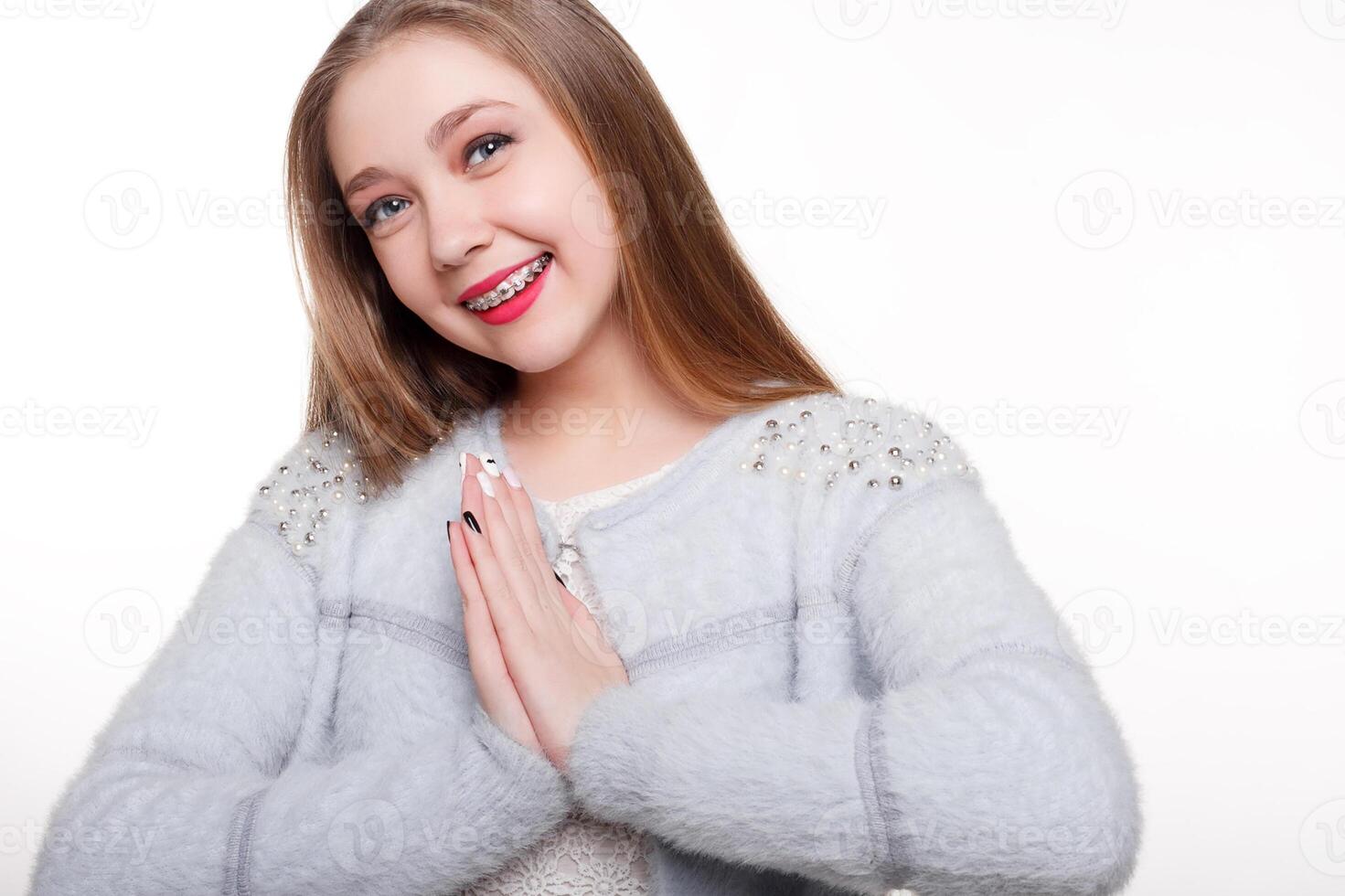 saludable, hermosa sonrisa, el niño a el dentista.retrato de un pequeño niña foto