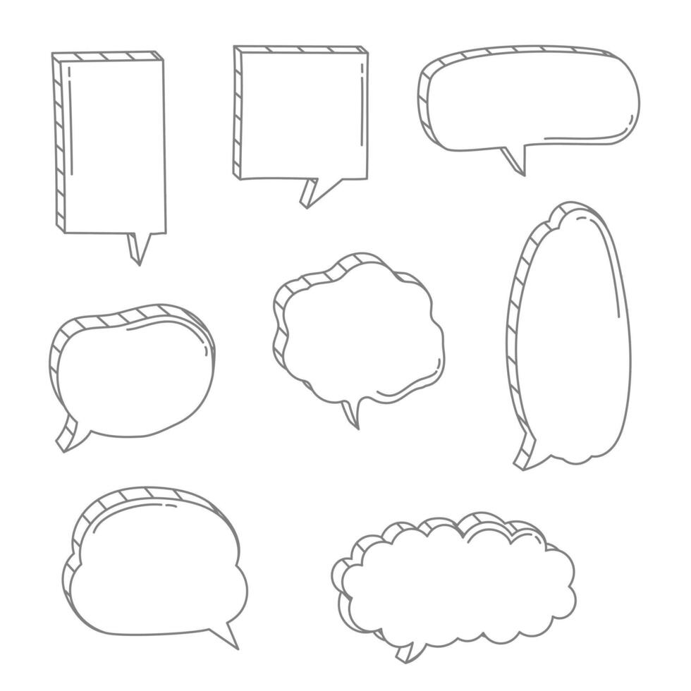 3d Black and white color speech bubble balloon, think frame border speak talk text box banner, flat design vector illustration