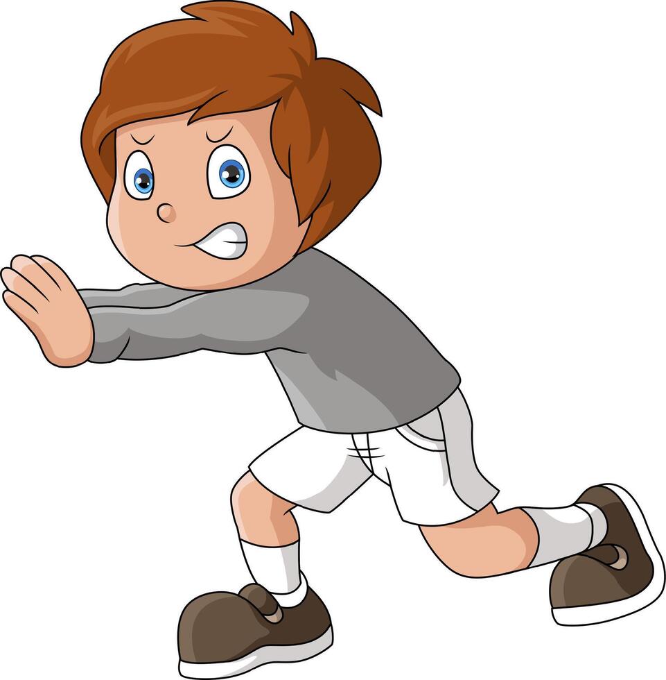 Cute little boy cartoon scared and running vector