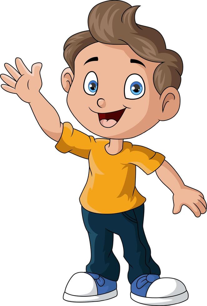 Cute little boy cartoon on white background vector