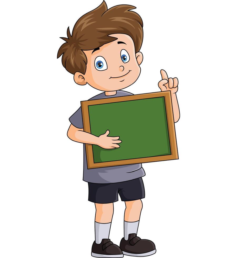 Cute little boy cartoon holding blank board vector