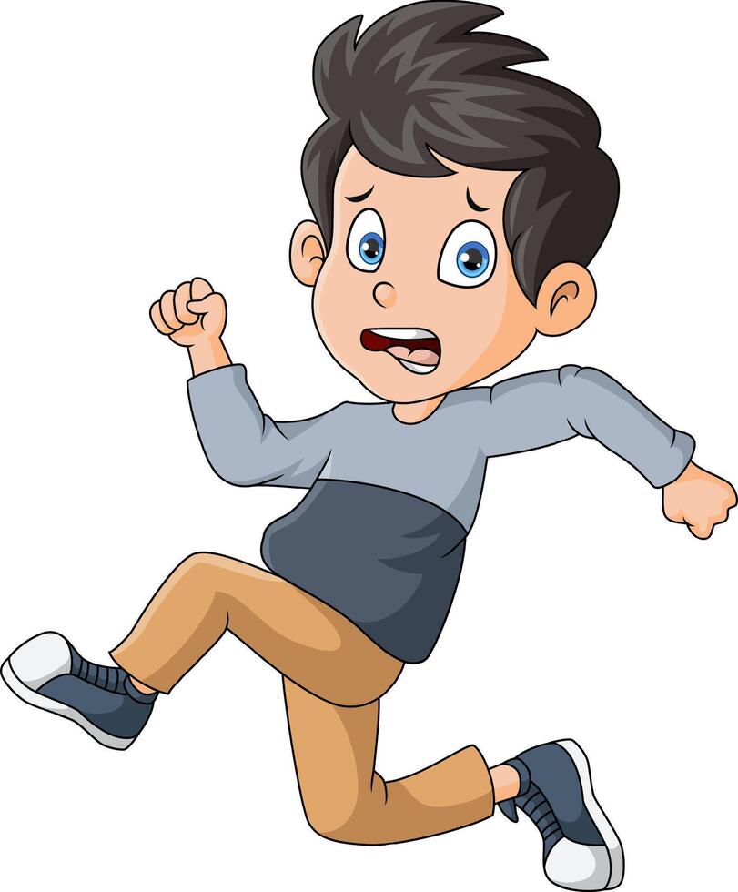 Cute little boy cartoon running vector