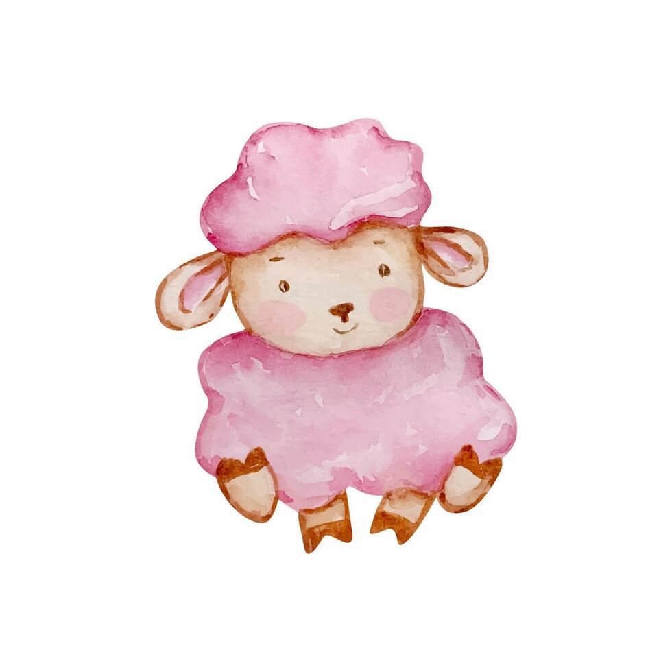 Watercolor baby lamb vector