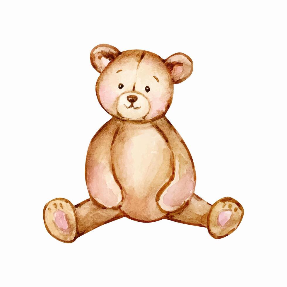 Watercolor cute baby angel bear, nursery vector