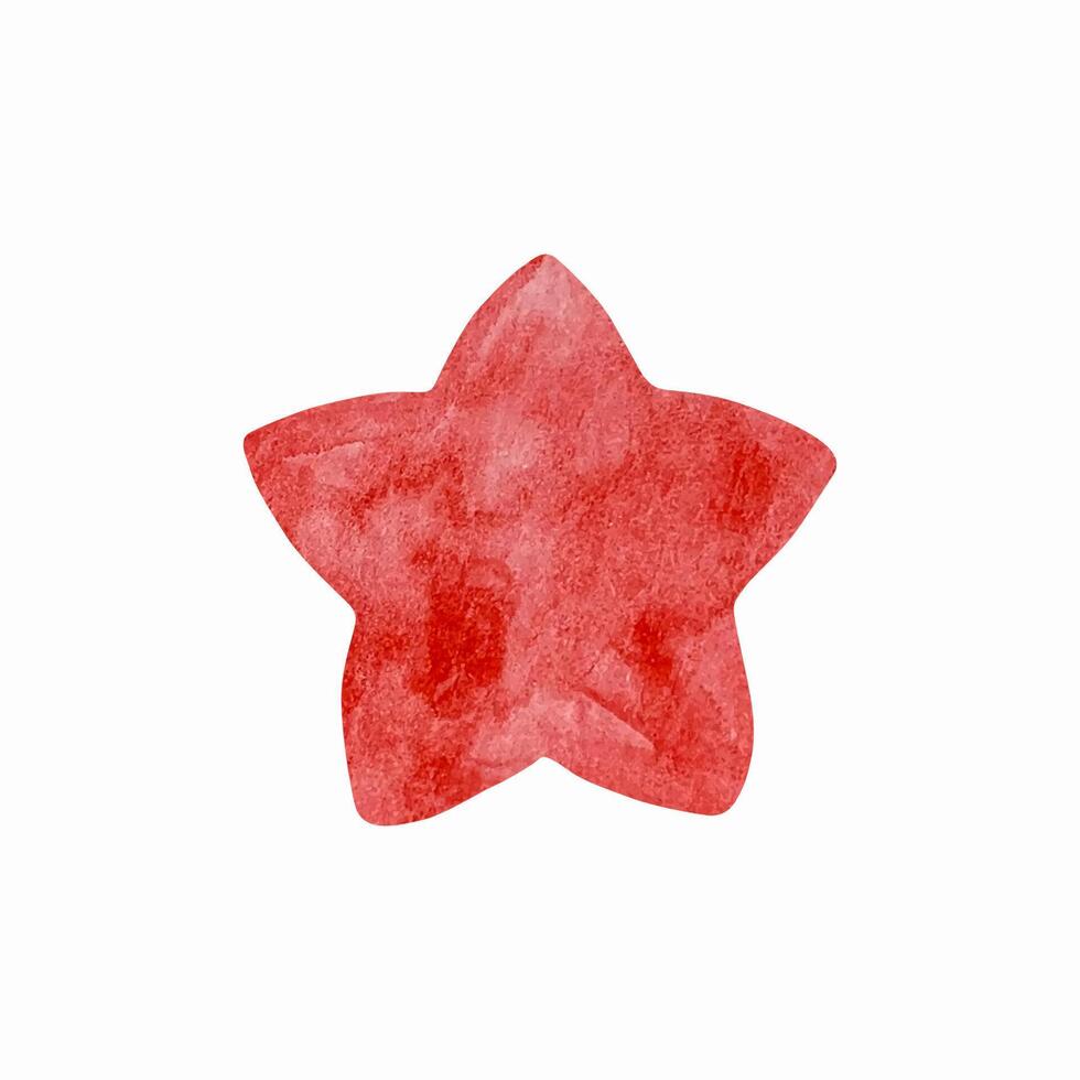 Watercolor red star, space illustration vector
