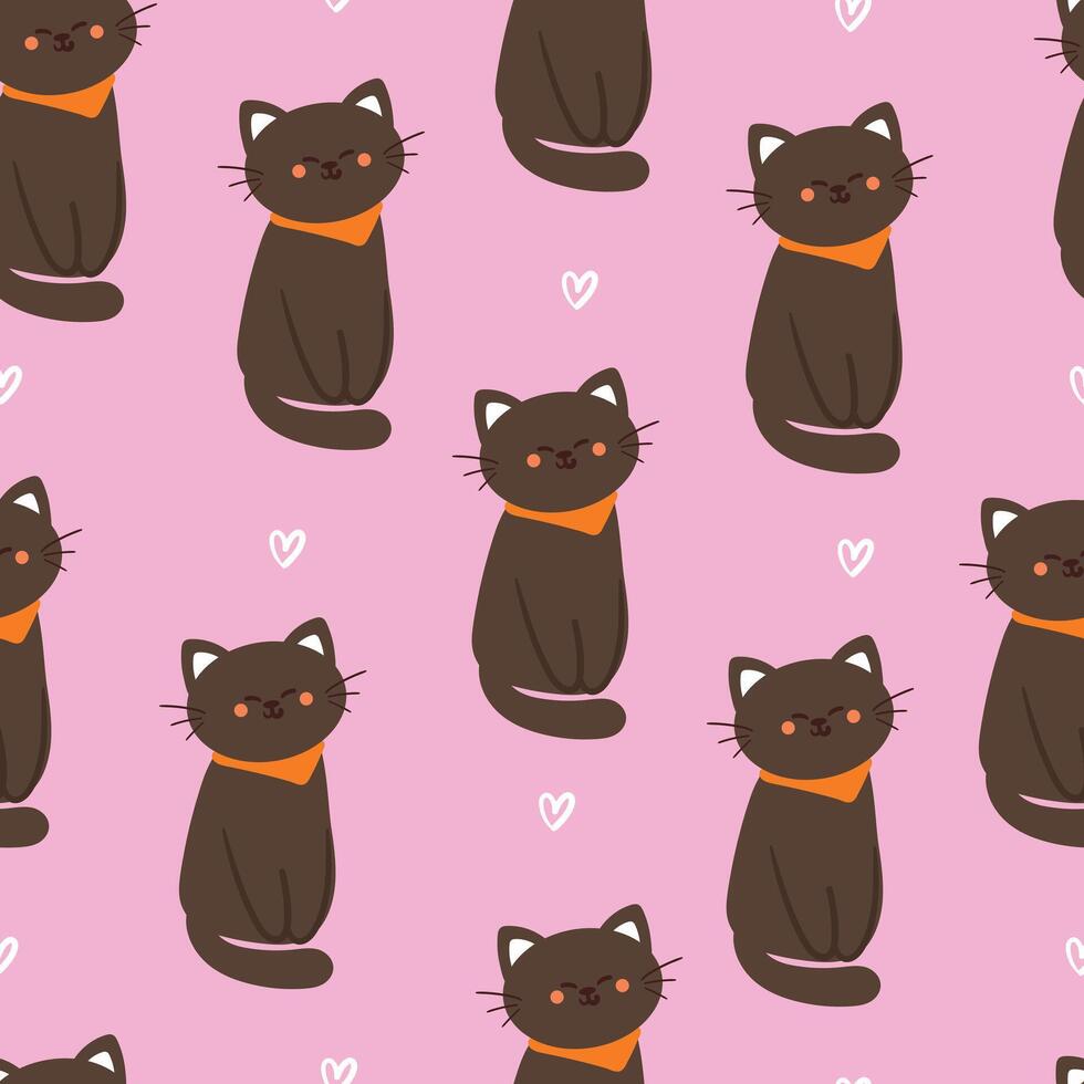 seamless pattern cartoon cats. cute animal wallpaper illustration for gift wrap paper vector