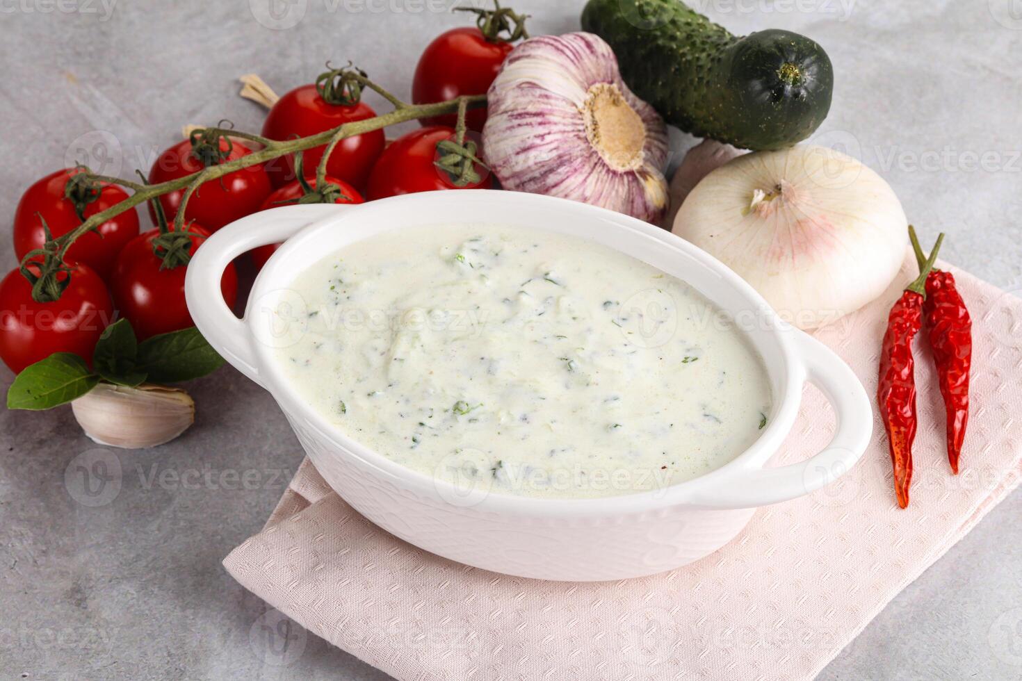 Traditional delicious appetizer greek tzatziki photo