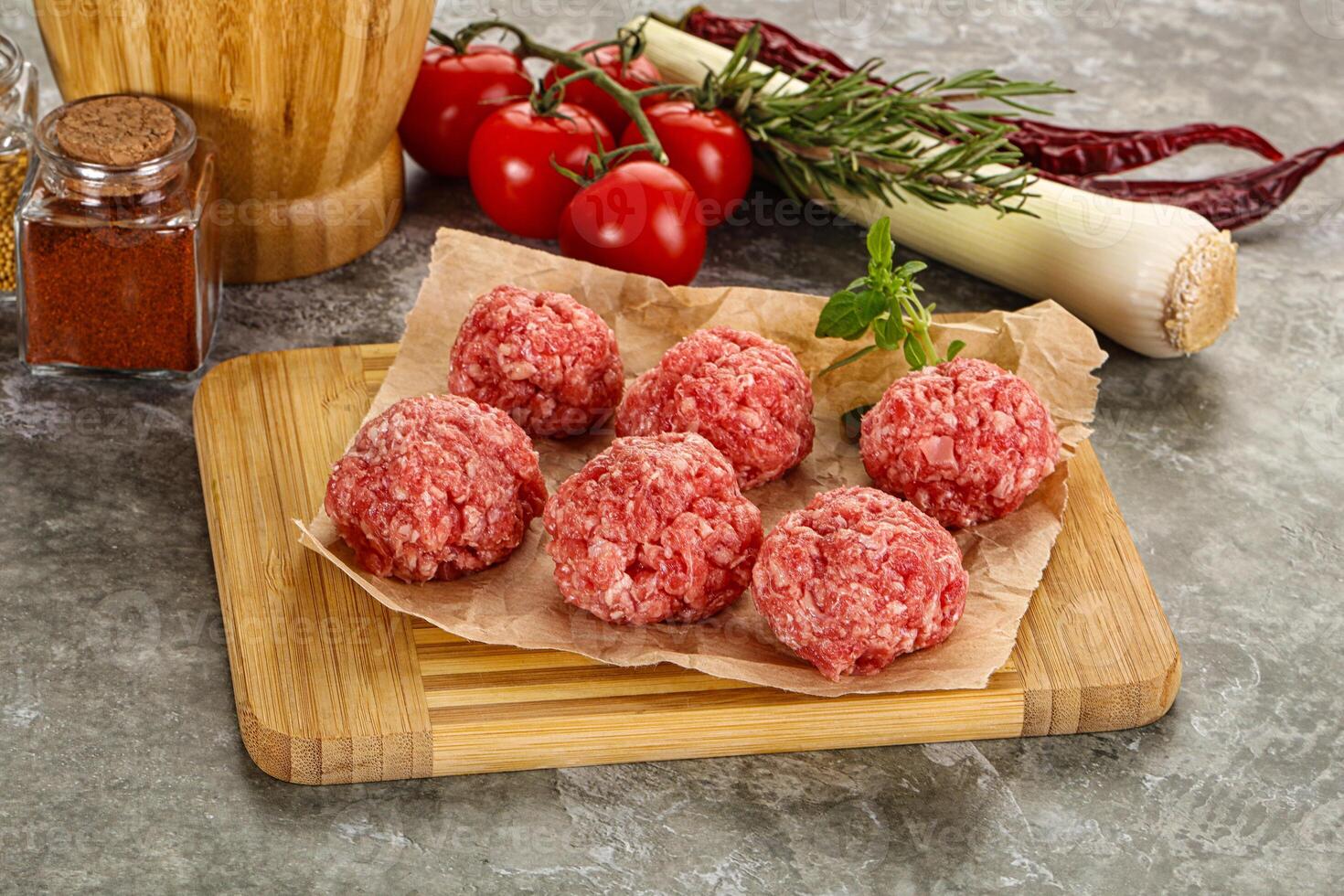 Raw beef meatball minced meat photo