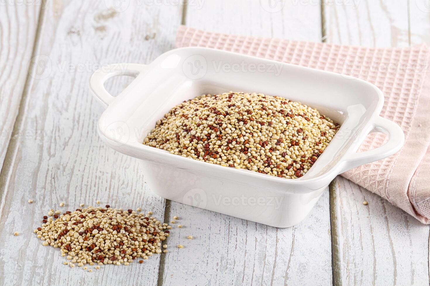 Raw dry quinoa cereal grain photo