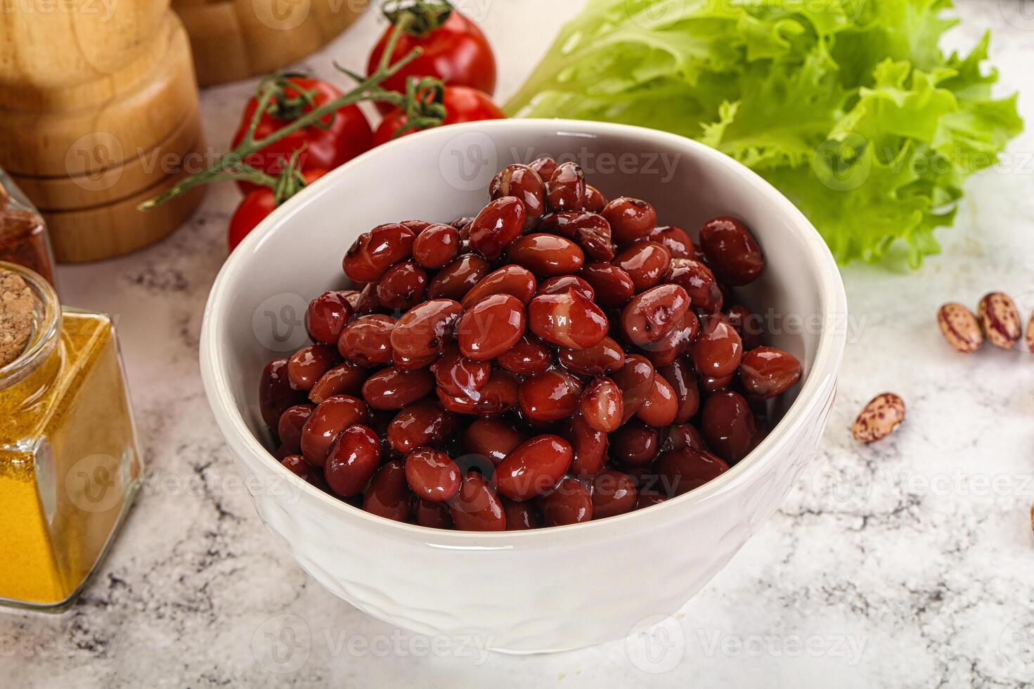 Canned red beans in the bowl photo