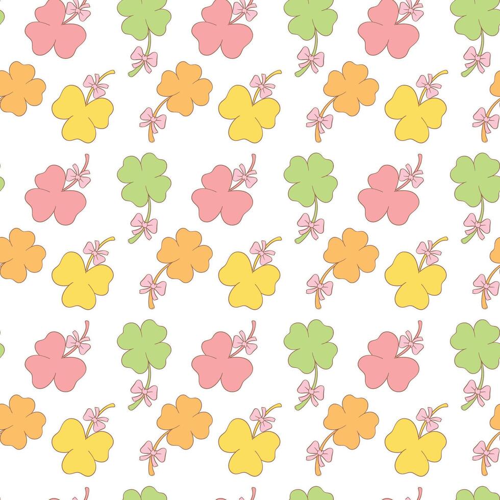 Groovy st patrick's day seamless pattern, cute retro cartoon doodle repeatable background vector