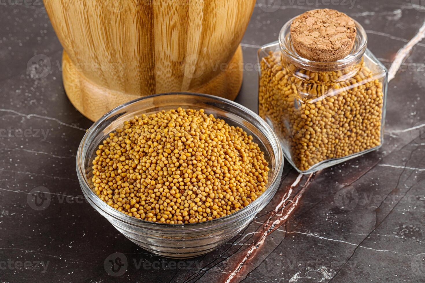 Mustard dry seeds in the bowl photo