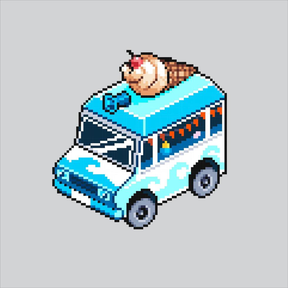 Pixel art illustration Ice Cream Van. Pixelated Ice Cream Truck. Ice Cream Van Truck. pixelated for the pixel art game and icon for website and video game. old school retro. vector