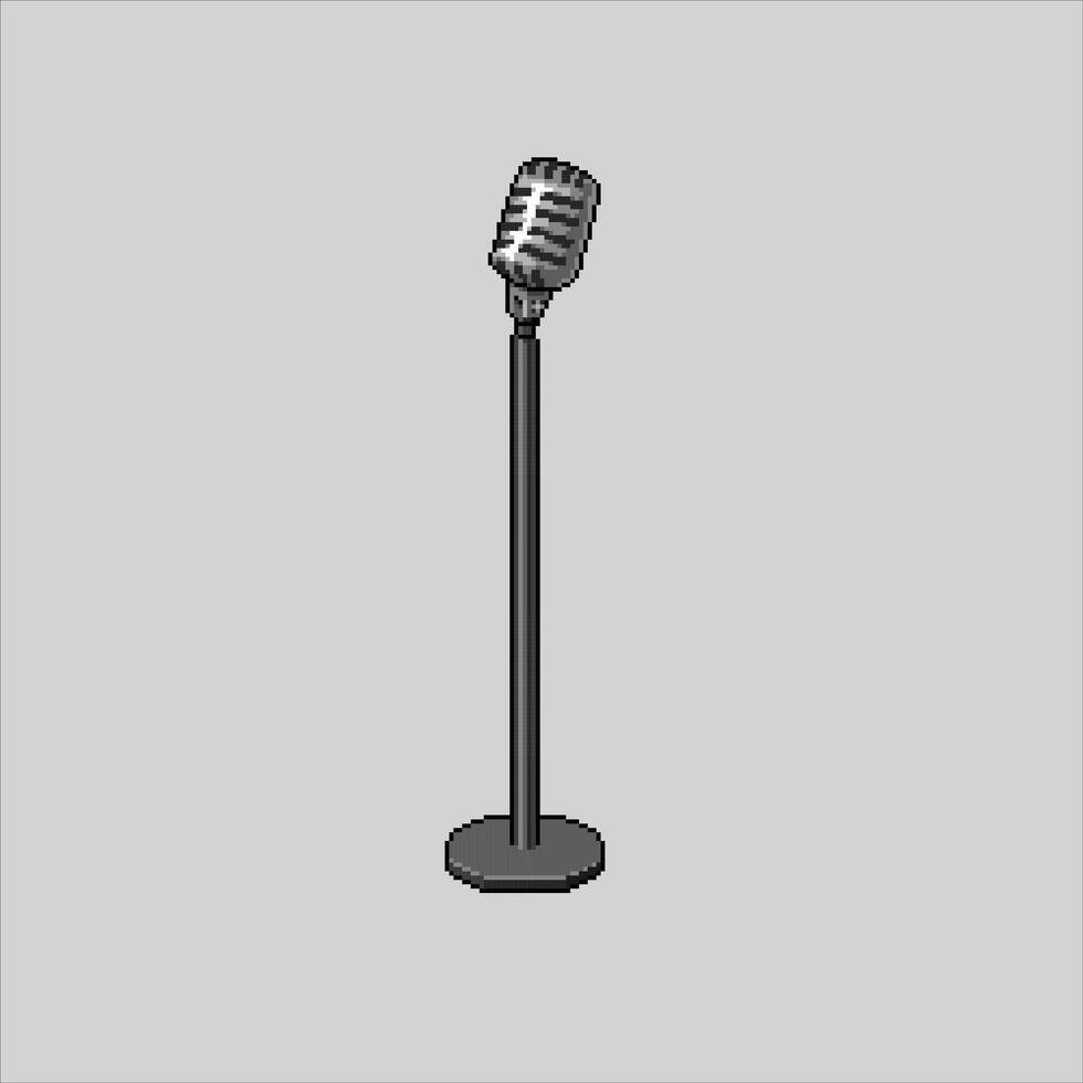Pixel art illustration Concert Mic. Pixelated Standing Mic. Concert Standing Mic. pixelated for the pixel art game and icon for website and video game. old school retro. vector