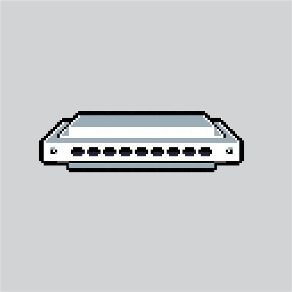 Pixel art illustration Harmonica. Pixelated Harmonica. Harmonica instrument. pixelated for the pixel art game and icon for website and video game. old school retro. vector