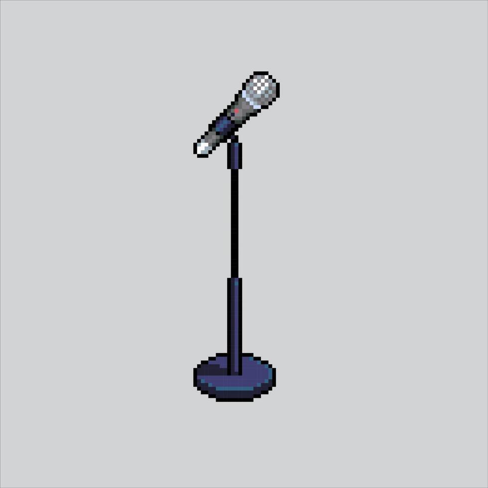 píxel Arte ilustración concierto micrófono pixelado en pie micrófono concierto en pie micrófono pixelado para el píxel Arte juego y icono para sitio web y vídeo juego. antiguo colegio retro vector