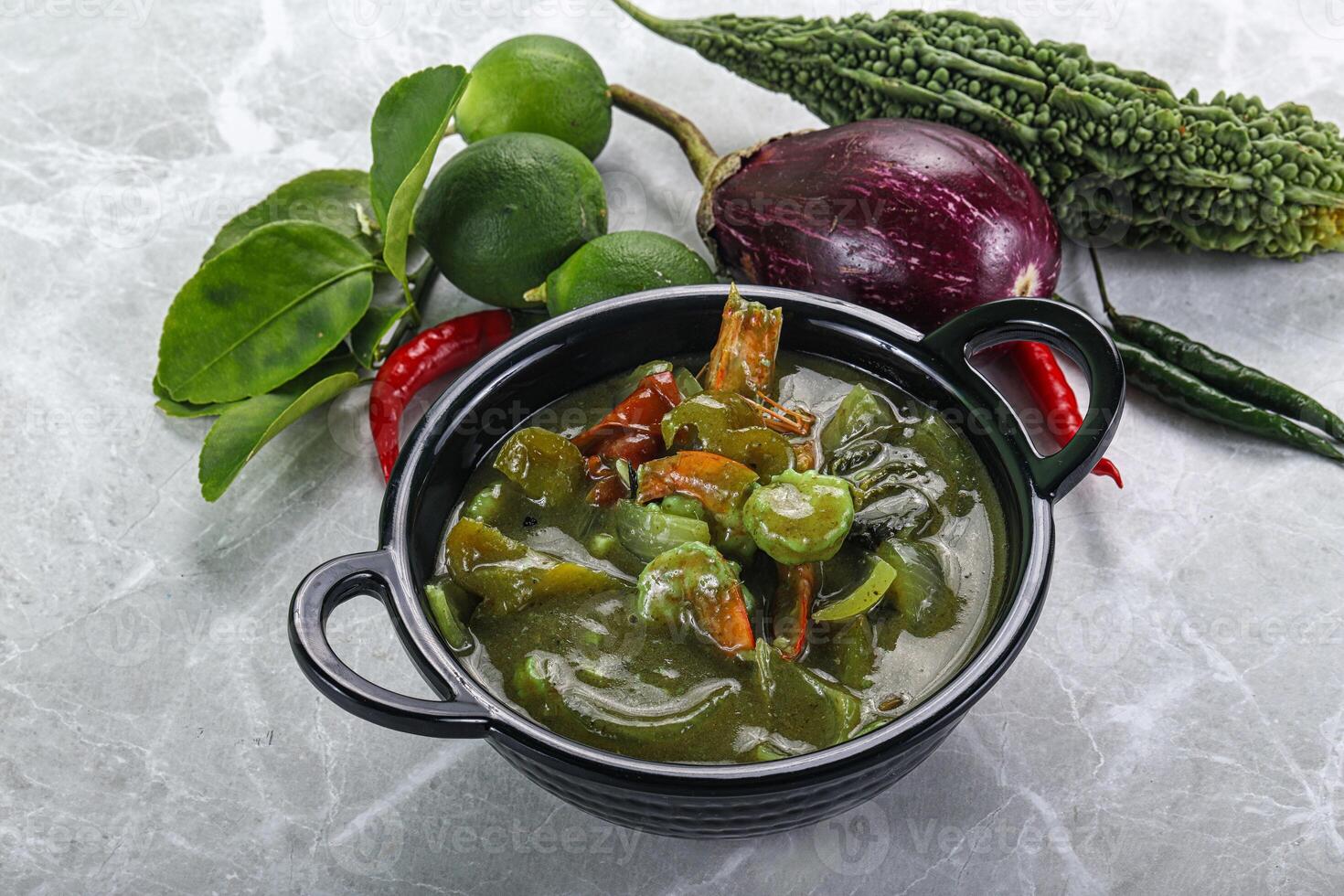 Thai green curry with prawn photo