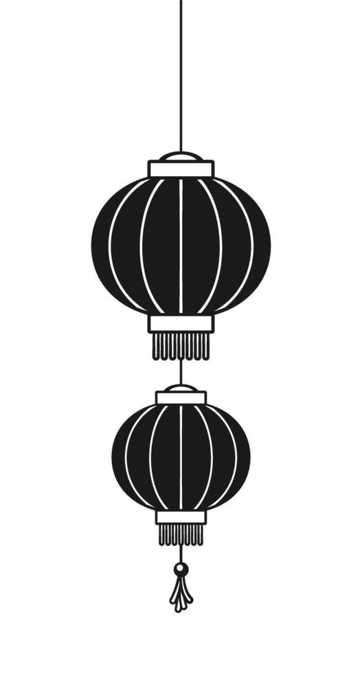 Hanging Chinese Lantern Silhouette, Lunar New Year and Mid-Autumn Festival Decoration Graphic. Decorations for the Chinese New Year. Chinese lantern festival. vector