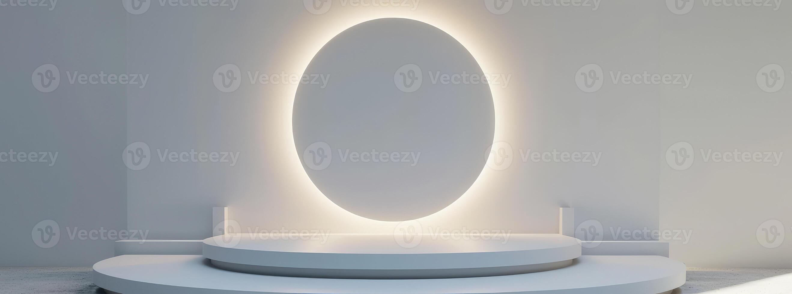 AI generated Modern Circular Podium with Warm Ambient Backlighting photo