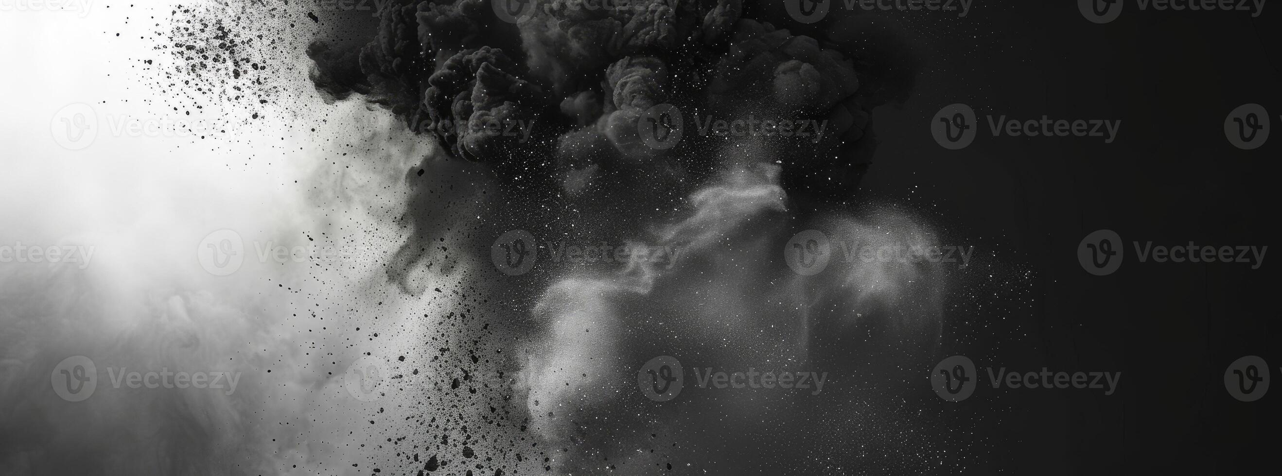 ai generado monocromo polvo explosión capturado en dinámica movimiento. foto