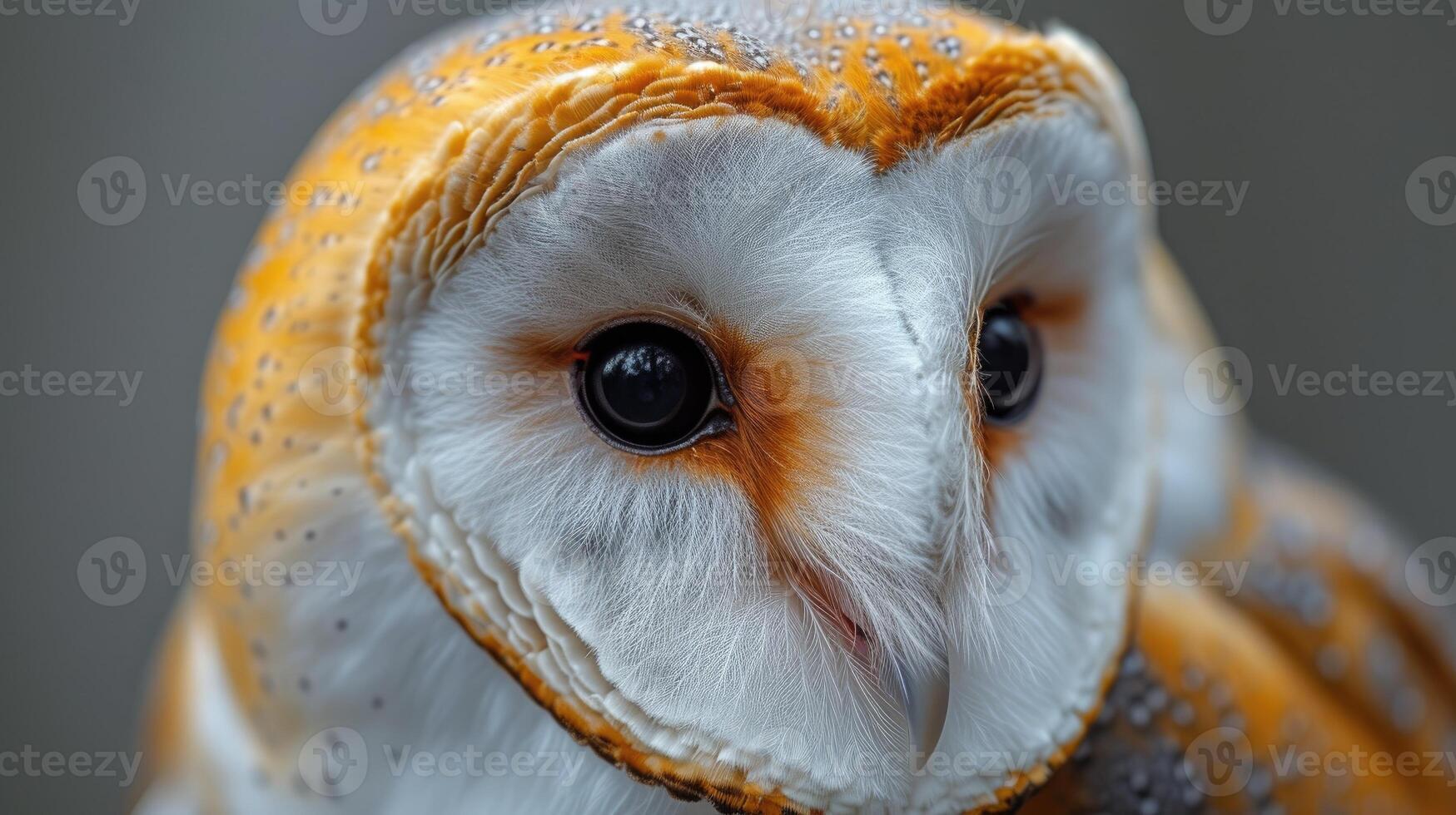 AI generated Barn Owl Tilting Head in Soft Focus Close-Up. photo