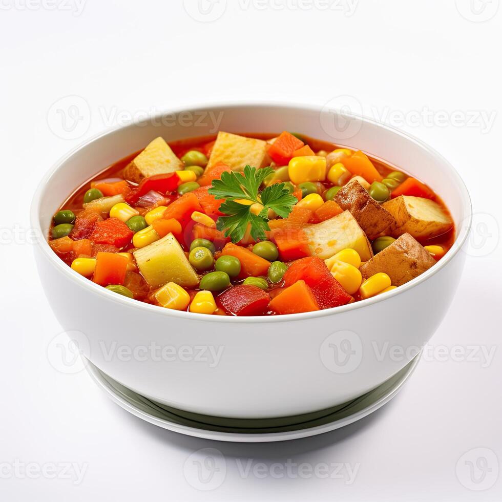 AI generated vegetables soup closeup photo