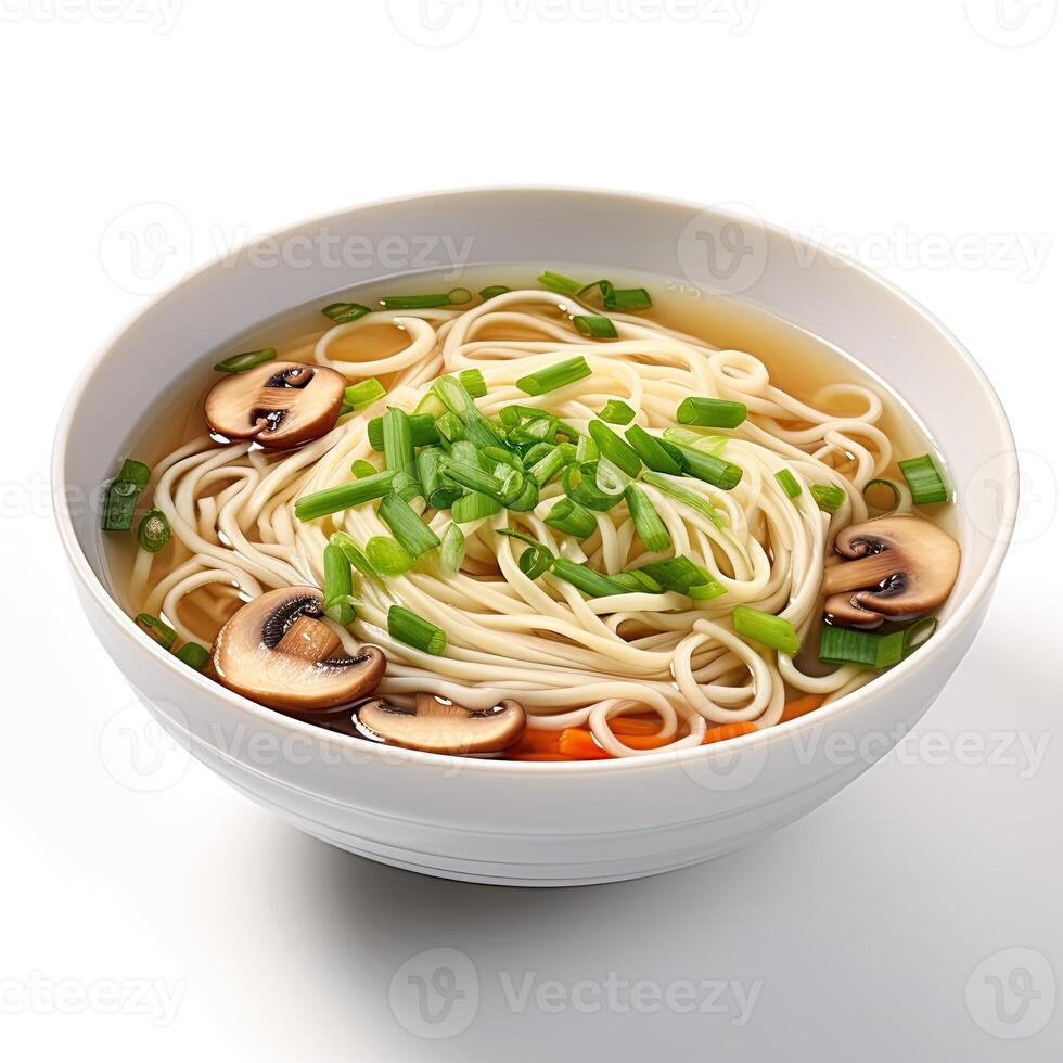 AI generated Noodle soup closeup photo