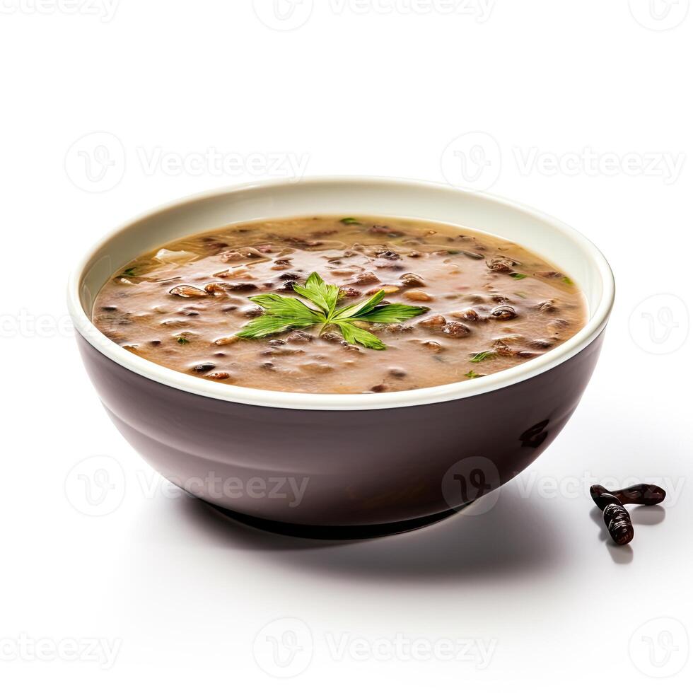 AI generated Turtle soup closeup isolated on white background photo