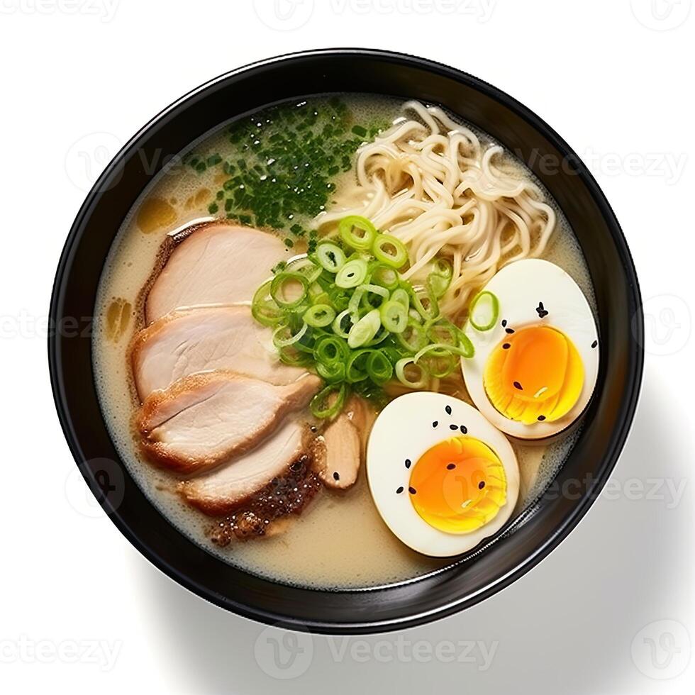 AI generated Ramen soup closeup photo