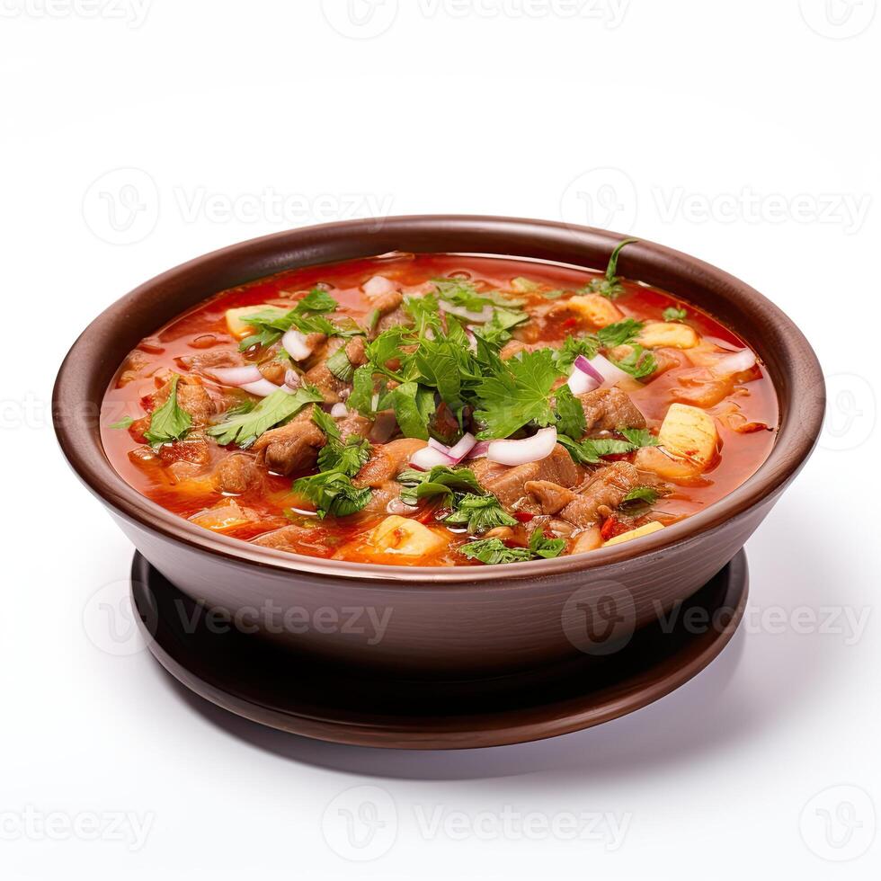 AI generated Posole soup closeup photo