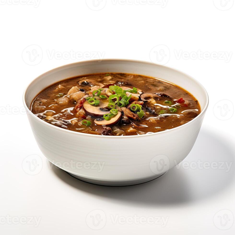 AI generated Turtle soup closeup isolated on white background photo