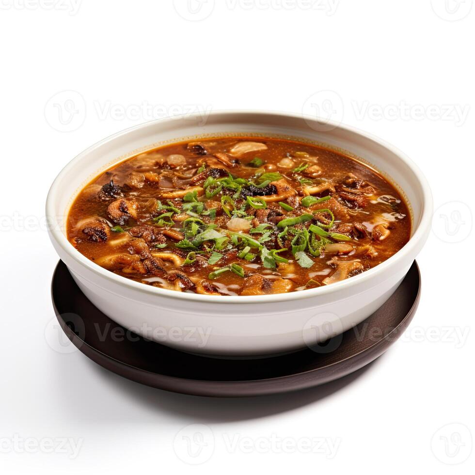 AI generated Turtle soup closeup isolated on white background photo