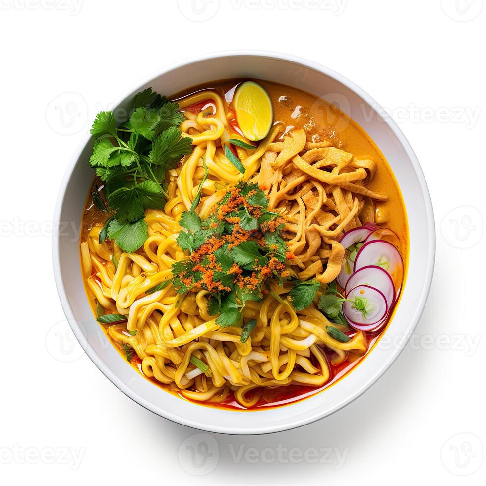 AI generated Khao soi soup closeup photo