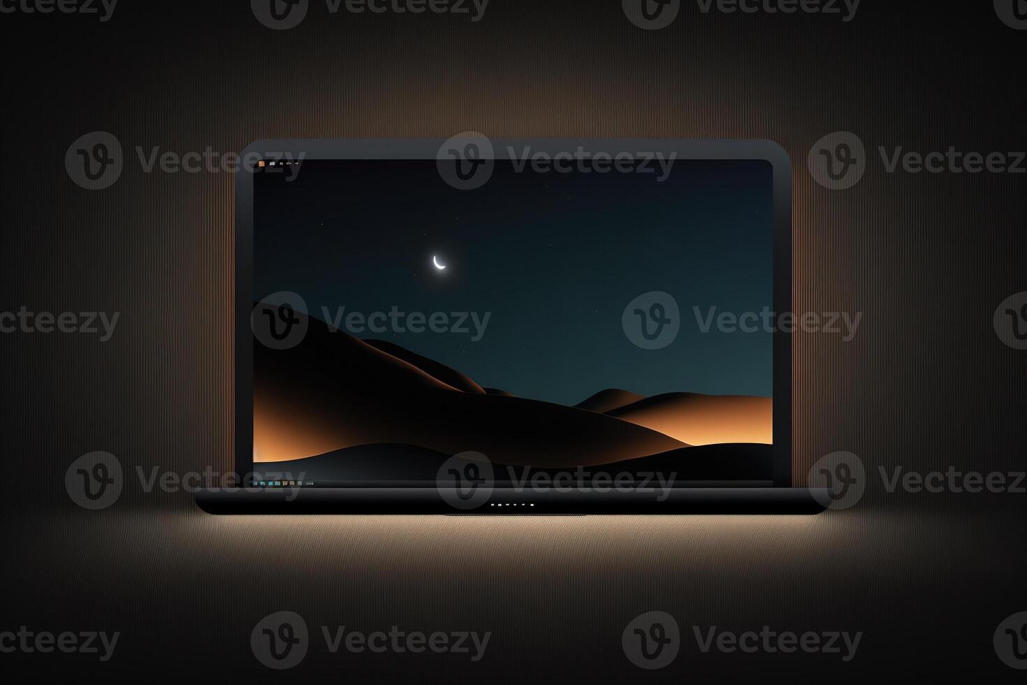 AI Generated Blank display template for laptop. Template for advertising or page on website, marketing, presentation. Means of communication, presentation of modern gadget model. 3D illustration photo