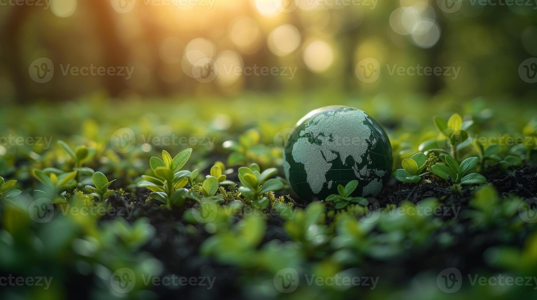 AI Generated Concept of global communication networks, environmental technology, and sustainable development goals. photo